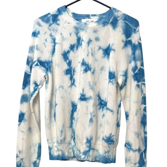 John + Jenn Sweaters - JOHN + JENN Bonita Tie Dye Pullover NWOT Blue White Crew Neck Sz XS Long Sleeves